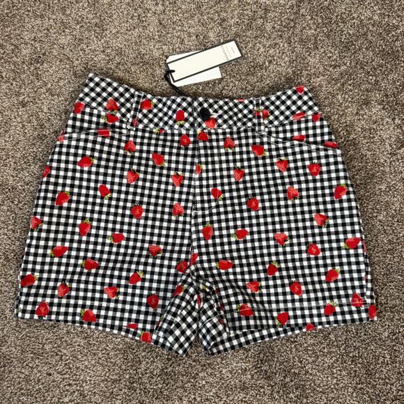 Bagatelle Collection Women's Size 4 High Rise Strawberry Check Shorts 3" Inseam - Picture 1 of 8
